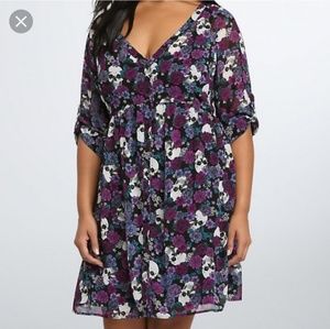 NWOT Torrid Skull Roses Shirt Dress 2 2X